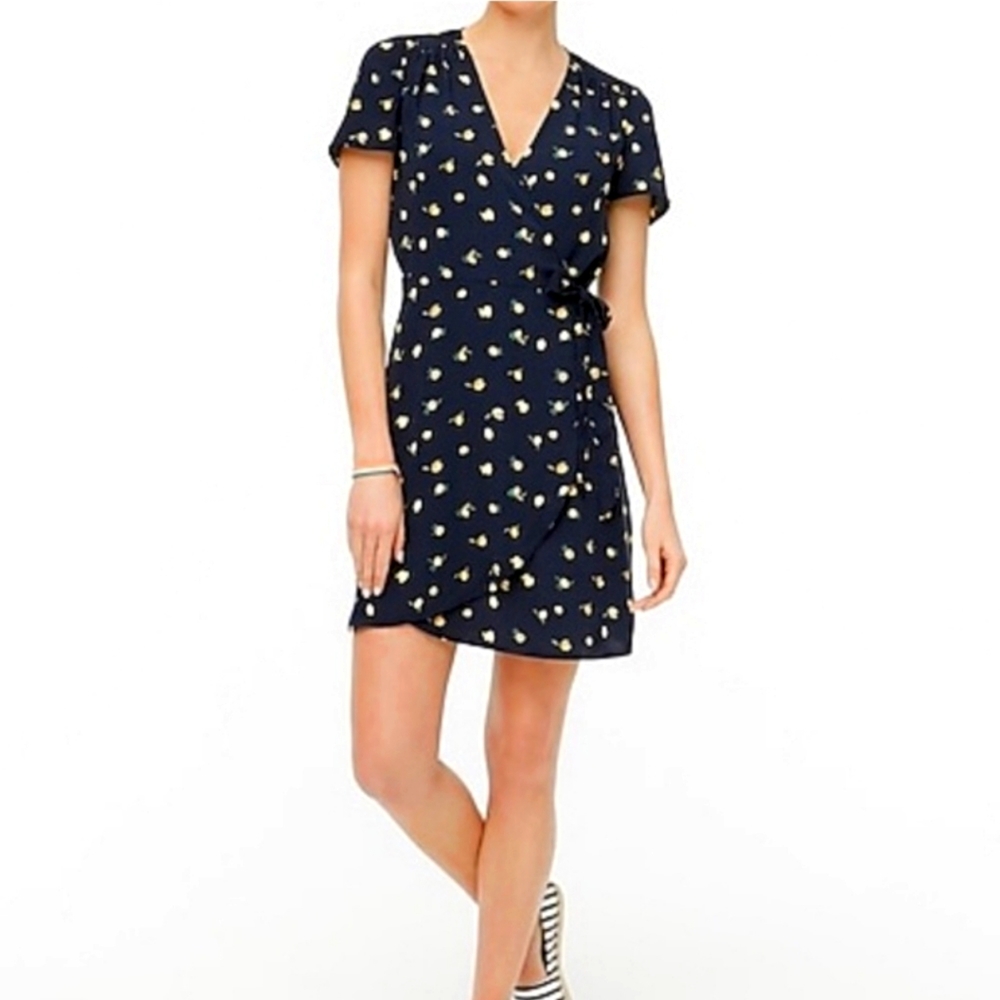 J. Crew Lemon Print Wrap Dress